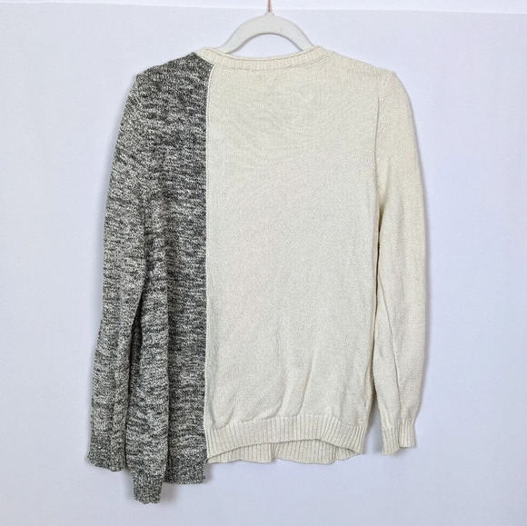 Soft Surroundings Adieu Button Sweater Two Tone Cable Knit Fisherman Boho Cotton - Picture 3 of 8